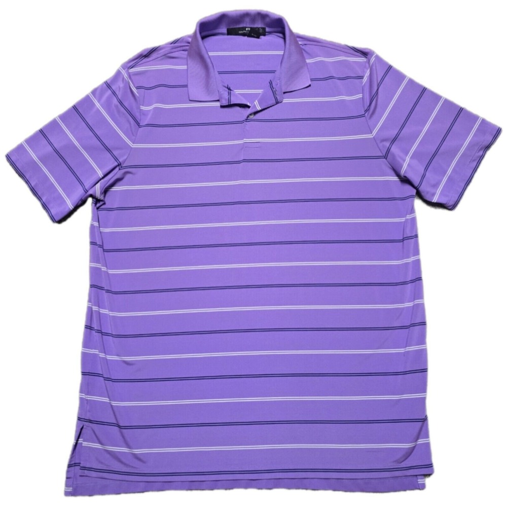 RLX Ralph Lauren Golf Polo Shirt Mens Large Purple Striped